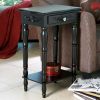 Accent Plus Black Side Table with Crystal Drawer Pull