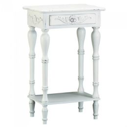 Accent Plus Carved White Side Table