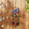 Accent Plus Glass Leaves Colorful Wind Chimes - Butterfly