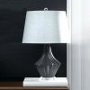 Nikki Chu Black and Gray Porcelain Table Lamp with Linen Shade