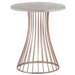 Nikki Chu Rose Gold Accent Table with Whitewash Top