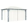 Gazebo with Curtain 157.5"x118.1" Cream Aluminum