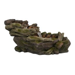 20"Tall Indoor & Outdoor Polyresin Water Feature Cascading Wood Fountain for Garden & Backyard