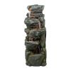 52"Tall 5-Tier Stone Foutain Natura Green Polyresin Rock Water Feature with Light for Patio & Backyard