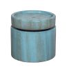 17"Tall Cylindrical Shape Fountain Green Finish Contemporary Water Feature with Light for Patio or Garden