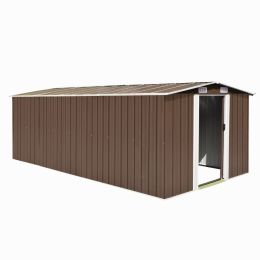 vidaXL Garden Shed 101.2" x 192.5" x 71.3" Metal Brown