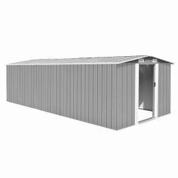 vidaXL Garden Shed 101.2" x 228.3" x 71.3" Metal Gray