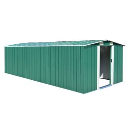 vidaXL Garden Shed 101.2" x 228.3" x 71.3" Metal Green