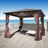 vidaXL Gazebo with Curtain Brown Aluminum 118.1"x118.1"