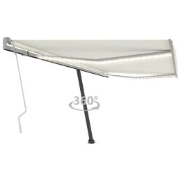 vidaXL Manual Retractable Awning with LED 157.5"x118.1" Cream