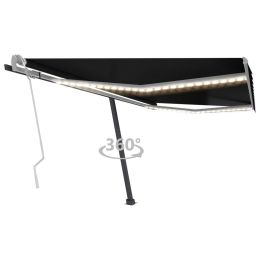 vidaXL Manual Retractable Awning with LED 157.5"x118.1" Anthracite