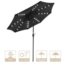 9ft Aluminum Patio Umbrella / 32 LEDs Black