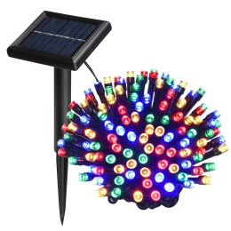 100 LEDs 36 1/12 ft ((11 M))  RYBG Outdoor Christmas Solar String Lights