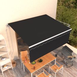 vidaXL Automatic Retractable Awning with Blind 13.1'x9.8' Anthracite