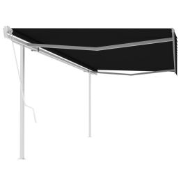 vidaXL Automatic Retractable Awning with Posts 16.4'x9.8' Anthracite