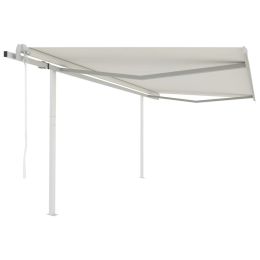 vidaXL Automatic Retractable Awning with Posts 13.1'x9.8' Cream