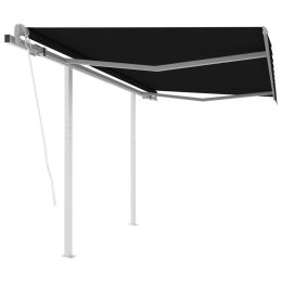 vidaXL Automatic Retractable Awning with Posts 9.8'x8.2' Anthracite