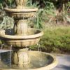 30"Tall 3-Tiered Polyresin Fountain with Light Gorgeous Traditional Design Water Feature for Garden or Lawn