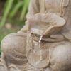 14 inches Sandstone Water Fountain Buddha Design Water Feature for Lawn & Garden