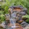 20"Tall Indoor & Outdoor Polyresin Water Feature Cascading Wood Fountain for Garden & Backyard