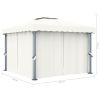 Gazebo with Curtain 9.8'x9.8' Cream White Aluminum