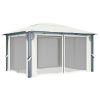 Gazebo with Curtain 157.5"x118.1" Cream Aluminum