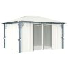 Gazebo with Curtain 157.5"x118.1" Cream Aluminum