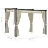 Gazebo with Curtains 9.8'x9.8' Cream Steel