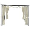 Gazebo with Curtains 9.8'x19.7' Cream Steel