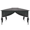 vidaXL Gazebo with Curtain Aluminum 13.1'x9.8'x8.5' Black