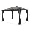 vidaXL Gazebo with Curtain Aluminum 13.1'x9.8'x8.5' Black