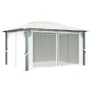 Gazebo with Curtain 157.5"x118.1" Cream Aluminum