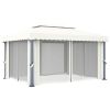 Gazebo with Curtain 13.1'x9.8' Cream White Aluminum