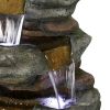47&rdquo; Tall Indoor/Outdoor Water Fountain Waterfall simulated rock With LED