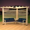 9x9 FT Solid Wood Pergola with Corner Seating and Table;  Outdoor Patio Corner Pergola with Cushioned Sofa for Garden;  Backyard;  Poolside