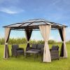 10x12 Hardtop Gazebo; UV 50+ Outdoor Canopy with Mosquito Netting and Curtains;  Outdoor Shelter