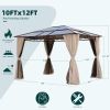 10x12 Hardtop Gazebo; UV 50+ Outdoor Canopy with Mosquito Netting and Curtains;  Outdoor Shelter