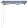 vidaXL Automatic Retractable Awning with Posts 9.8'x8.2' Blue&White