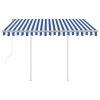 vidaXL Automatic Retractable Awning with Posts 9.8'x8.2' Blue&White