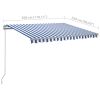 vidaXL Automatic Retractable Awning with Posts 9.8'x8.2' Blue&White