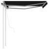 vidaXL Automatic Retractable Awning with Posts 9.8'x8.2' Anthracite