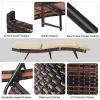 193*68*33cm S Shape Iron Frame Brown Gradient Beige Cushion Woven Rattan Bed