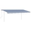 vidaXL Manual Retractable Awning with Posts 16.4'x9.8' Blue and White