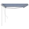 vidaXL Manual Retractable Awning with Posts 16.4'x9.8' Blue and White