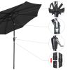 9ft Aluminum Patio Umbrella / 32 LEDs Black