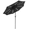 9ft Aluminum Patio Umbrella / 32 LEDs Black