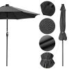 9ft Aluminum Patio Umbrella / 32 LEDs Black