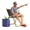 54.5*58*73.5cm Large Aluminum Frame 600D Khaki Oxford Fabric Loading 100kg Imitation Wood Grain Spray Paint Camping Chair Black