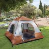 240*240*150cm Spring Quick Opening Four-Person Family Tent Camping Tent Brown