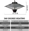 Electric Patio Heater Ceiling Mounted or Hanging Infrared Heater, Waterproof IP24